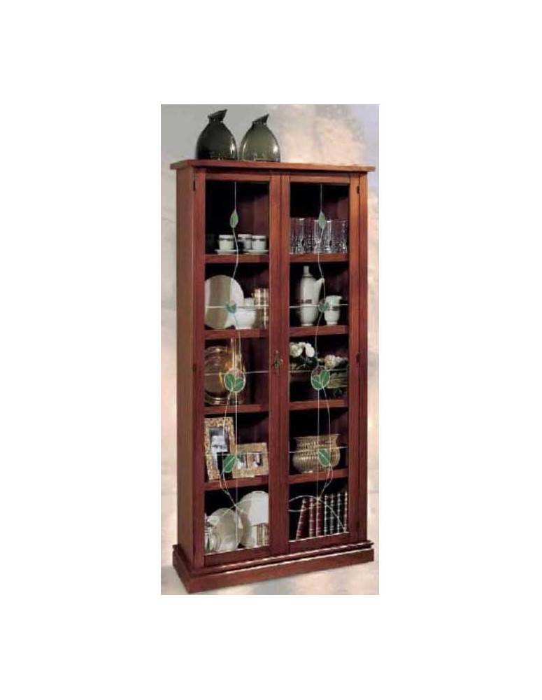 VETRINA DUE PORTE CON VETRI LEGATI A PIOMBO E INTERNO VETRI COLORATI