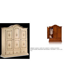 ARMADIO CLASSICO 3  ANTE PIU 3 CASSETTI  A CAPPELLO DA PRETE  LACCATO AVORIO