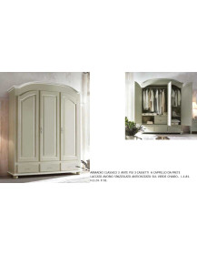 ARMADIO CLASSICO 3  ANTE PIU 3 CASSETTI  A CAPPELLO DA PRETE  LACCATO AVORIO