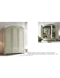 ARMADIO CLASSICO 3  ANTE PIU 3 CASSETTI  A CAPPELLO DA PRETE  LACCATO AVORIO