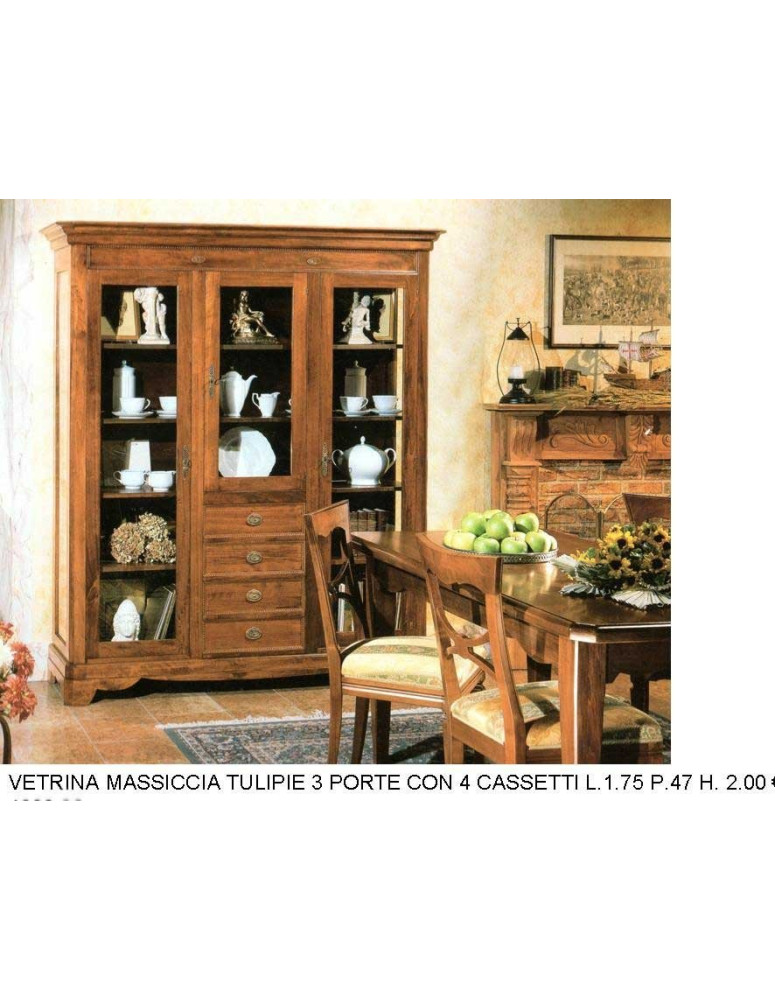 CRISTALLIERA 3 PORTE CON CASSETTI MASSICCIA