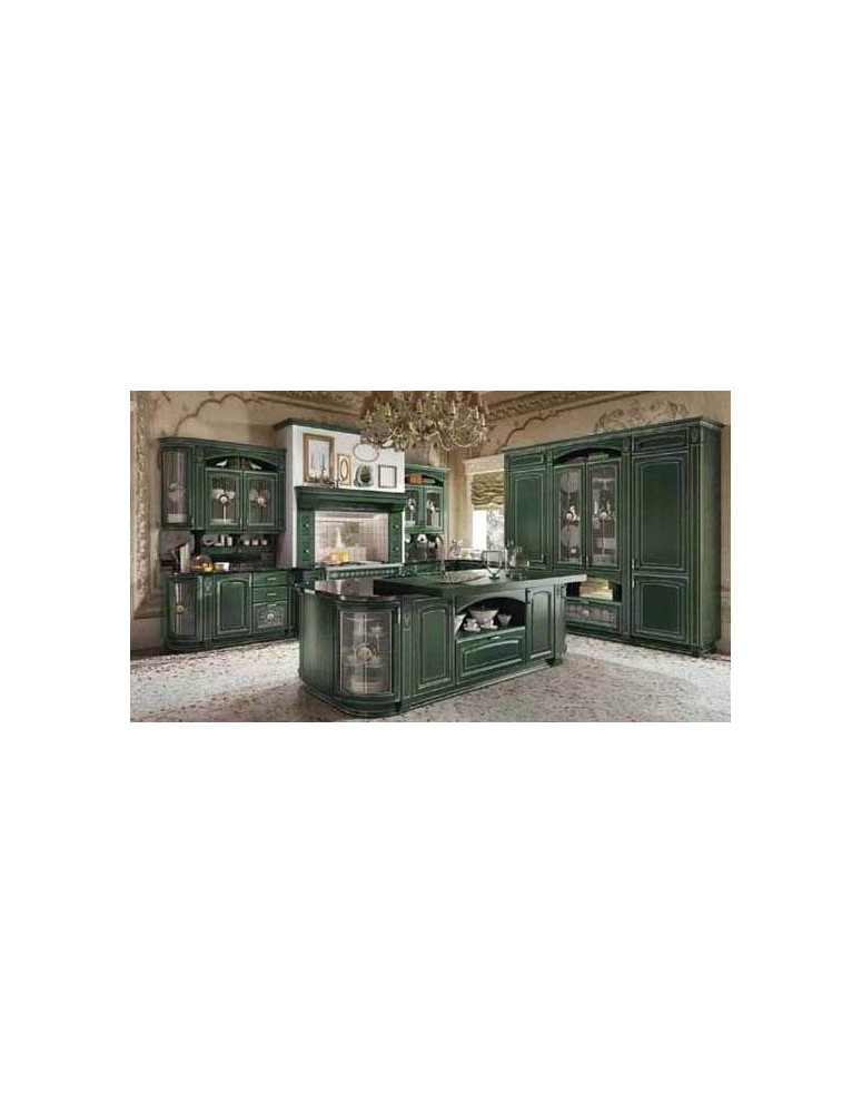 CUCINA ANGOLARE VERDE ARGENTO