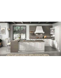 CUCINA ANGOLARE FRASSINO COLOR DECAPE BIANCO