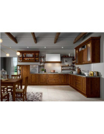 CUCINA ANTA MASSICCIA LEGNO CASTAGNO CON CAPPA A CAMINO