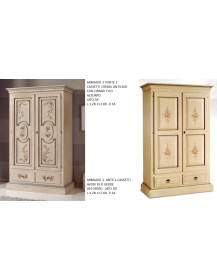 ARMADI LACCATI DUE PORTE CON DUE CASSETTI DECORATI