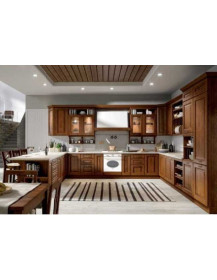 CUCINA ANTA CASTAGNO MASSICCIO DUE PARETI