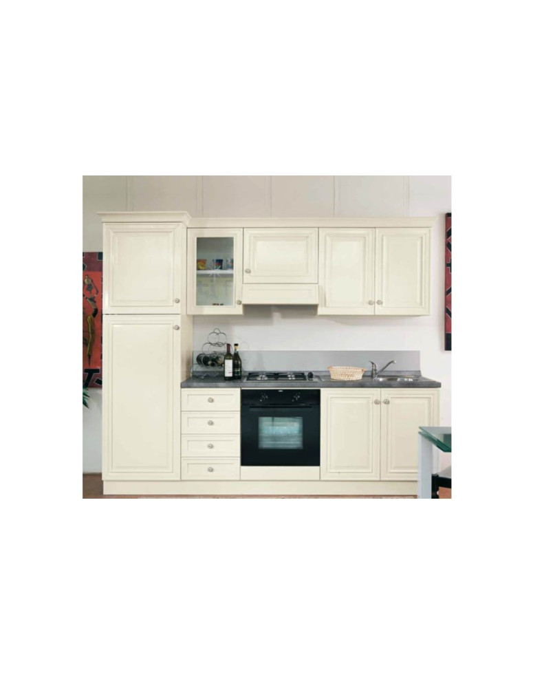 CUCINA LACCATA AVORIO CON PANNELLI PIATTA BANDA