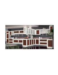 CUCINA  AD ANGOLO CON BASE  E CAPPA SAGOMATA E PENISOLA CENTRALE