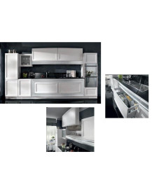CUCINA  LINEARE CON BASE E CAPPA SAGOMATE
