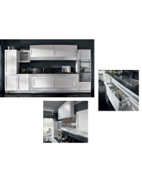 CUCINA  LINEARE CON BASE E CAPPA SAGOMATE