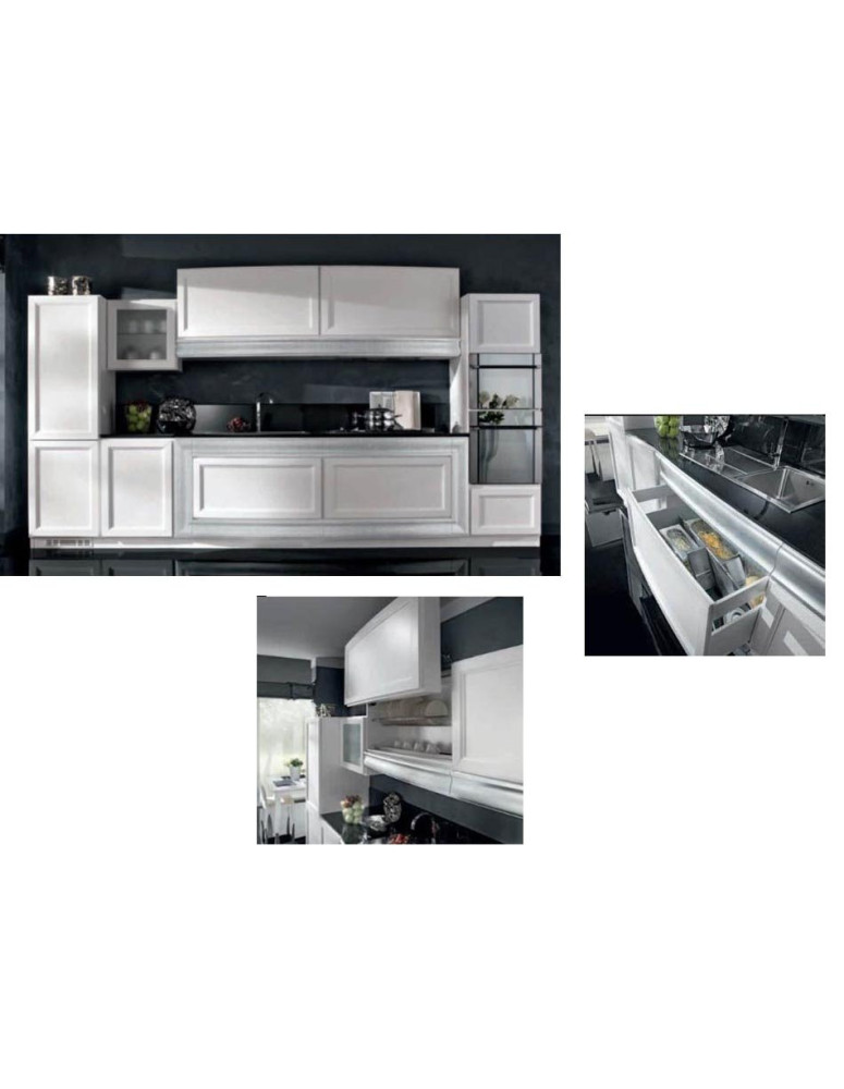 CUCINA  LINEARE CON BASE E CAPPA SAGOMATE