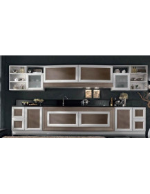 CUCINA  LINEARE CON BASE E CAPPA SAGOMATE