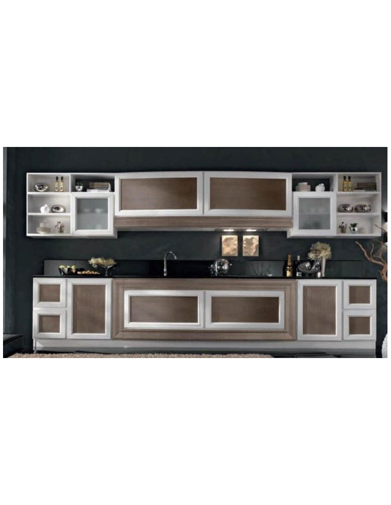 CUCINA  LINEARE CON BASE E CAPPA SAGOMATE