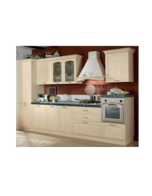 CUCINA COLORE DECAPE AVORIO ANTA MASSICCIA  CON  TOP VERDE MARMO