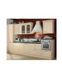 CUCINA COLORE DECAPE AVORIO ANTA MASSICCIA  CON  TOP VERDE MARMO