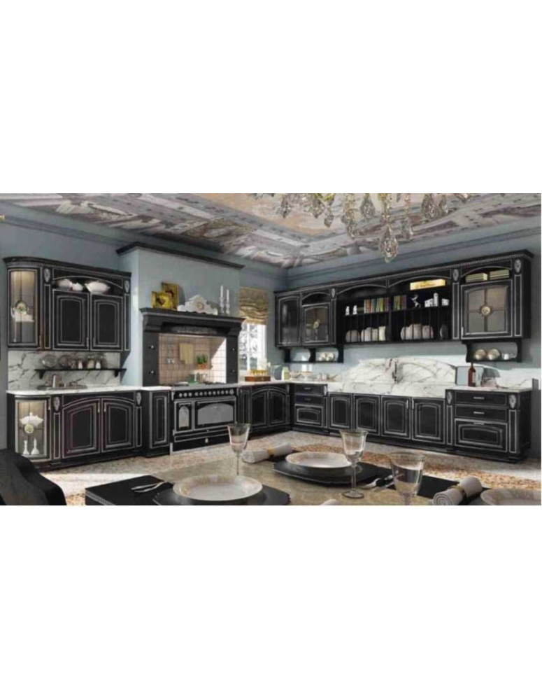 CUCINA ANGOLARE FRASSINO NERO ARGENTO