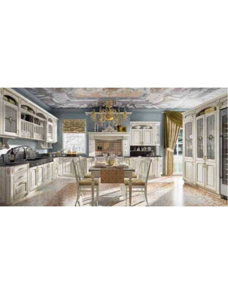 CUCINA ANGOLARE FRASSINO BIANCO ORO