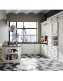 CUCINA CLASSICA DECAPE BIANCA E TORBA CON SOGGIORNO ABBINATO