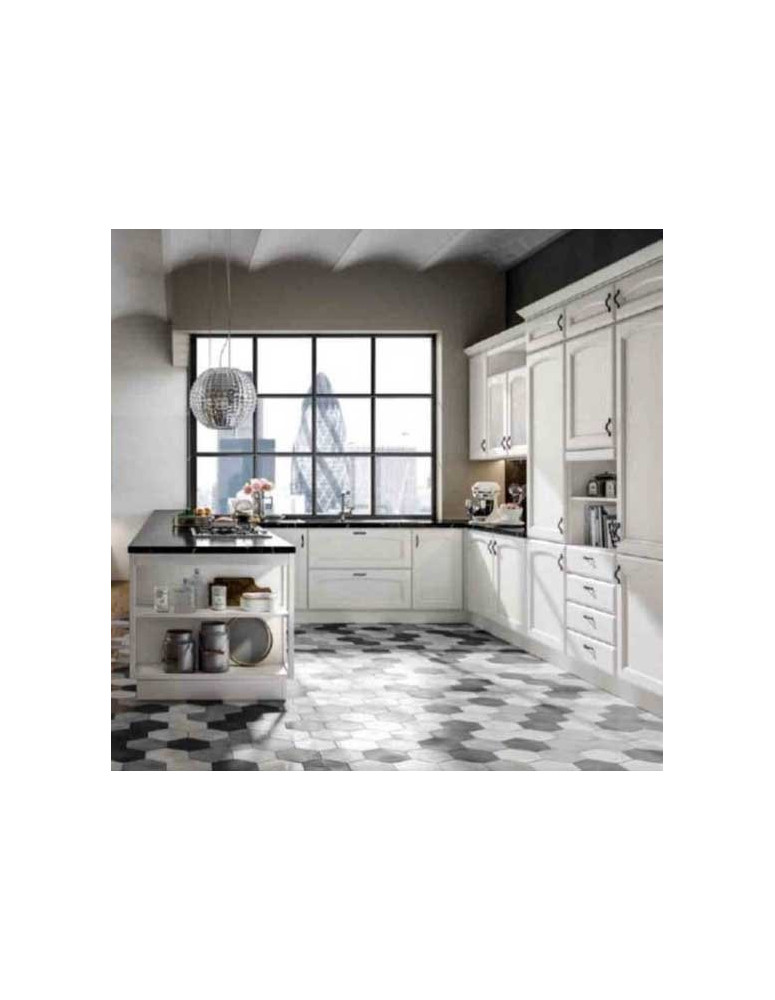 CUCINA CLASSICA DECAPE BIANCA E TORBA CON SOGGIORNO ABBINATO