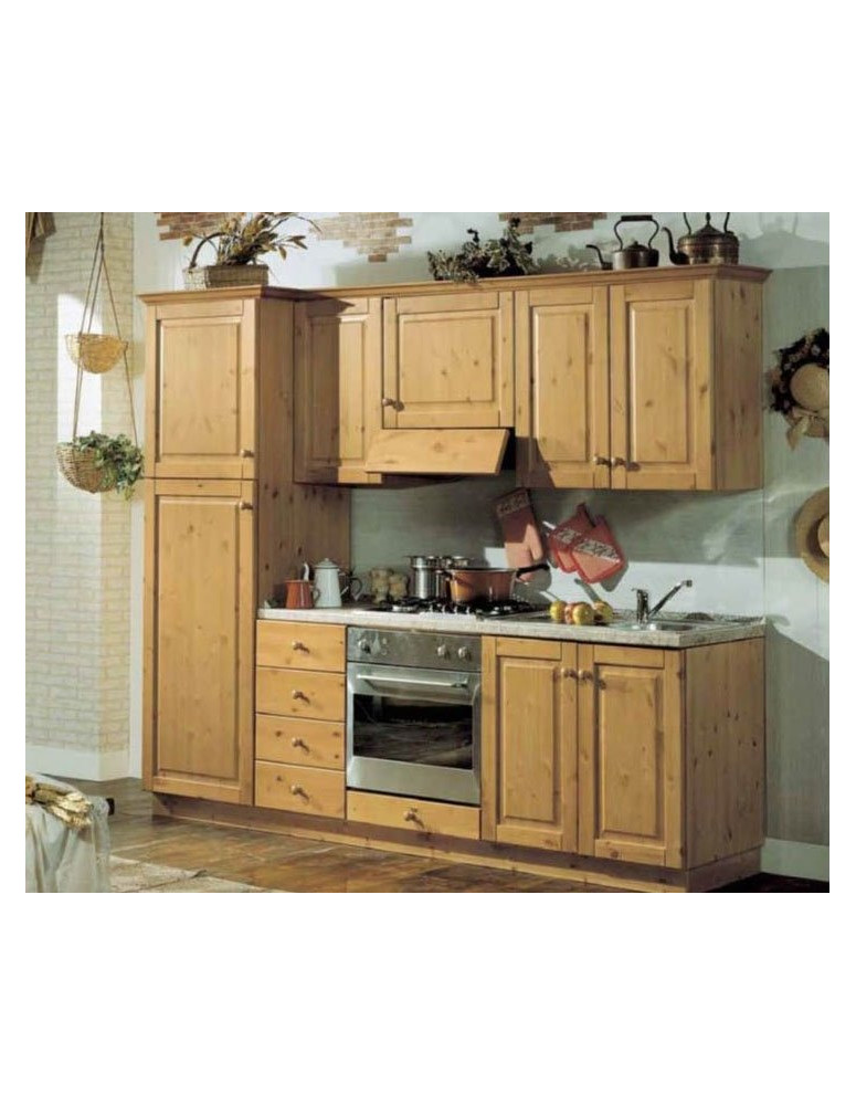 CUCINA CON ANTA BUGNATA IN LEGNO DI PINO