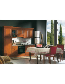 CUCINA VERNICIATA COLOR NOCE CON PANNELLI PIATTA BANDA