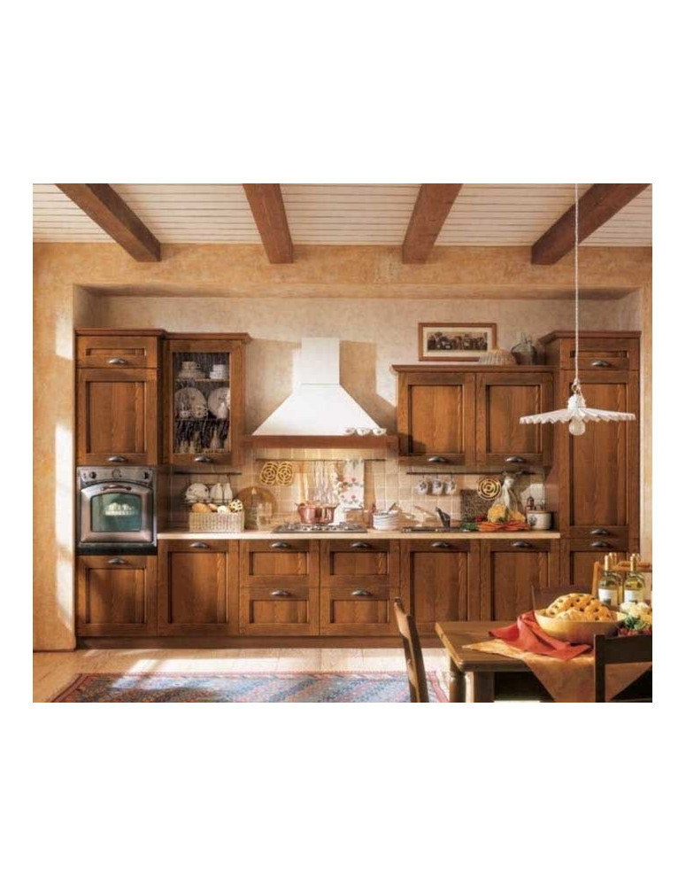 CUCINA FRASSINO SCURO FORNO A COLONNA