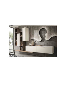 CUCINA ROVERE GESSO BURRO SAVANA GOLA CON PENISOLA CON SOGGIORNO ABBINATO