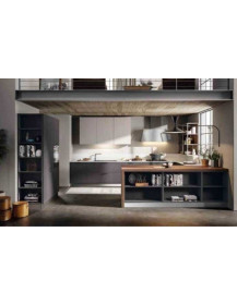 CUCINA ANGOLARE SOTTO A SOPPALCO FINITURE: LAVA BIONDO E DUNA