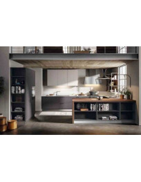 CUCINA ANGOLARE SOTTO A SOPPALCO FINITURE: LAVA BIONDO E DUNA