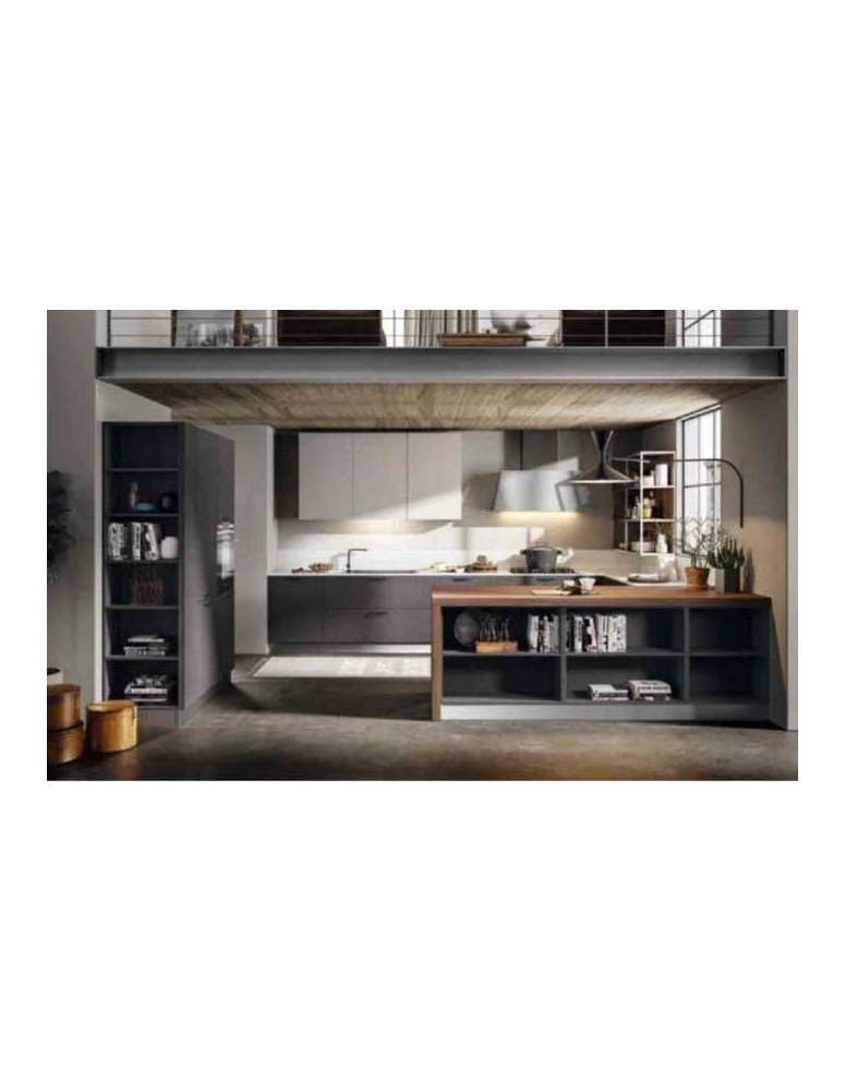 CUCINA ANGOLARE SOTTO A SOPPALCO FINITURE: LAVA BIONDO E DUNA