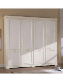 ARMADIO 4 ANTE A BATTENTE ED ELLISSE INTAGLIATO LACCATO BIANCO