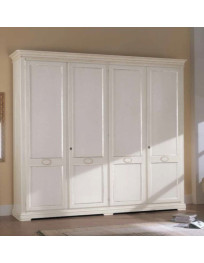 ARMADIO 4 ANTE A BATTENTE ED ELLISSE INTAGLIATO LACCATO BIANCO