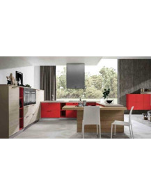 CUCINA LARIX GERANIO GOLA ANGOLARE CON PENISOLA CON ABBINAMENTO SOGGIORNO