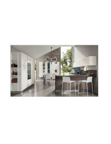 CUCINA CON PENISOLA BIANCO GESSO GRIGIO GESSO,TURCHESE