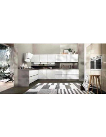 CUCINA CON MANIGLIE A SCOMPARSA BIANCO LUX E CREMA