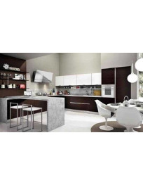 CUCINA CON MANIGLIE A SCOMPARSA WENGE’ E CALCE