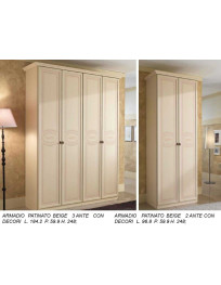 ARMADIO 2 ANTE PATINATO BEIGE CON DECORI