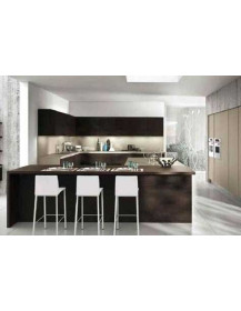 CUCINA CON MANIGLIE A SCOMPARSA GRAFFITE E SASSO