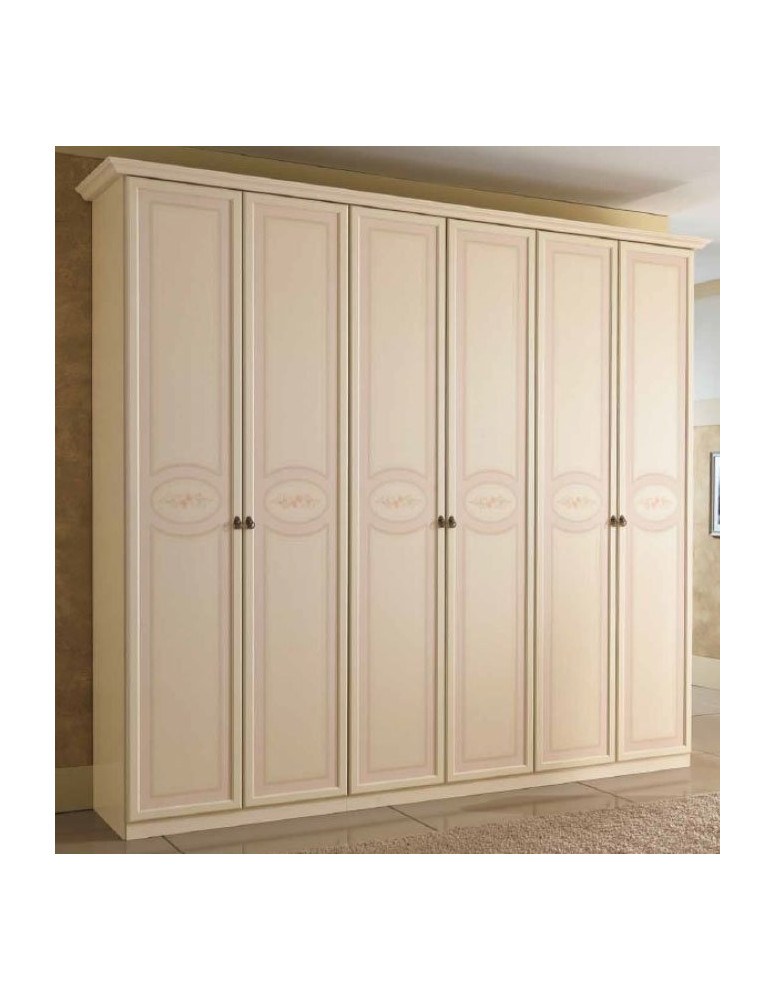 ARMADIO 6 ANTE PATINATO BEIGE CON DECORI