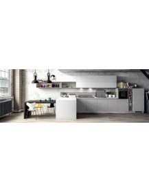 CUCINA CON PENISOLA ANTA OLMO CENERE E GRIGIO BIANCO