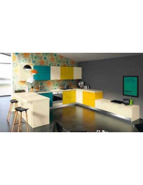 CUCINA CON COLORI RAL SVILUPPATA A U