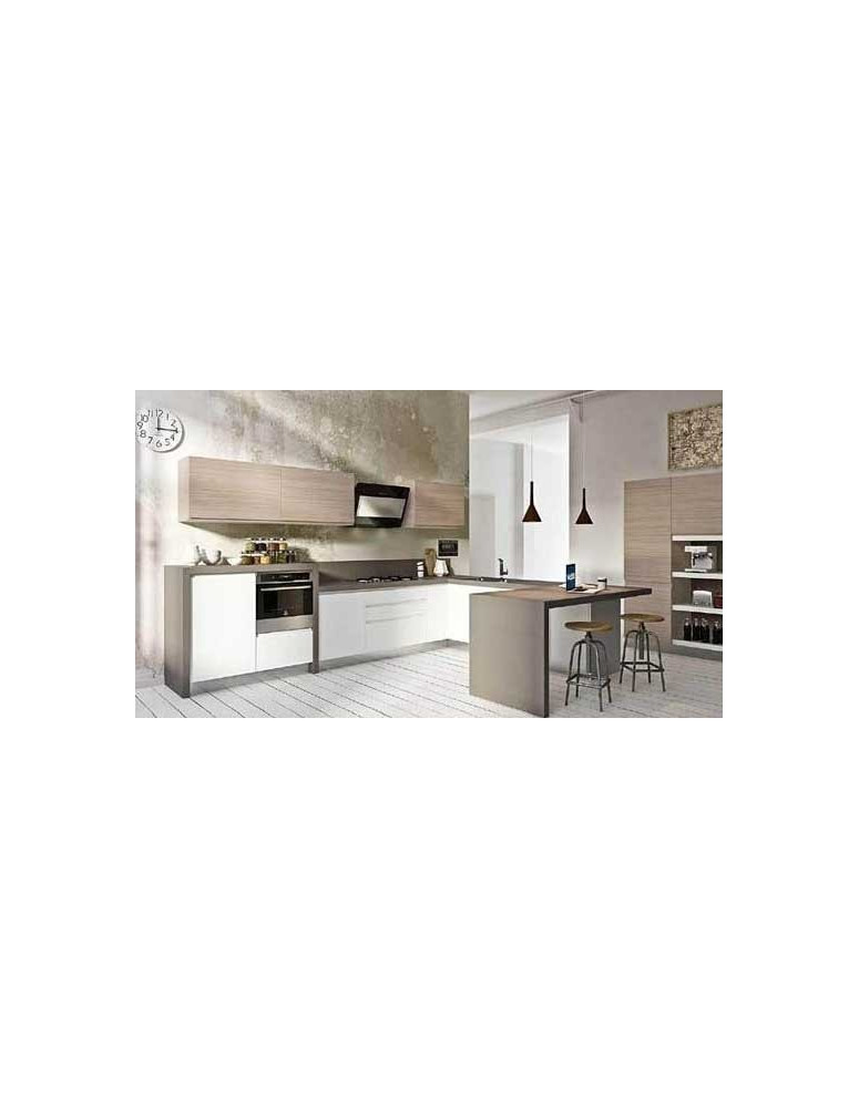 CUCINA ANTE LARICE E BIANCHE CON PENISOLA A U