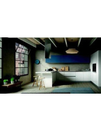 CUCINA ANGOLARE ANTE LACCATE BIANCHE LUCIDO E VETRO AVIO