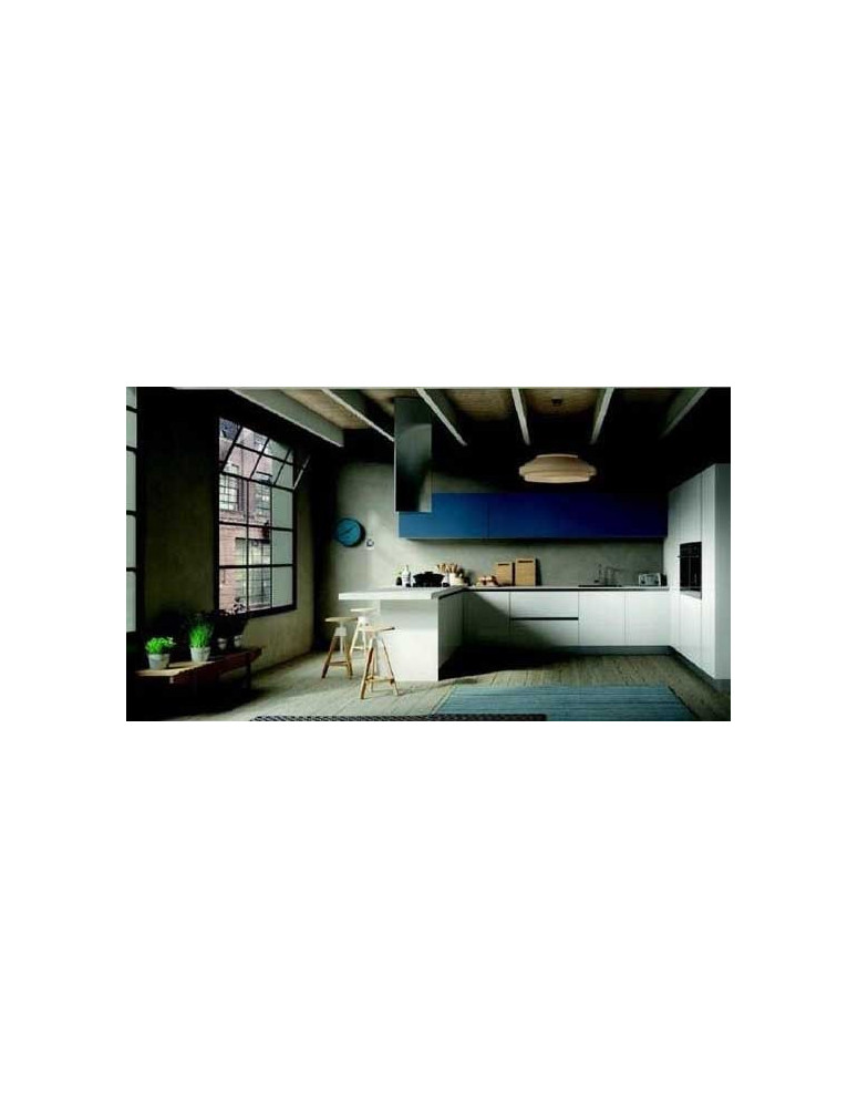 CUCINA ANGOLARE ANTE LACCATE BIANCHE LUCIDO E VETRO AVIO