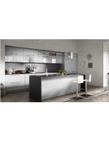 CUCINA ANGOLARE FINITURA CENERE E VETRO CRISTAL ACIDATO