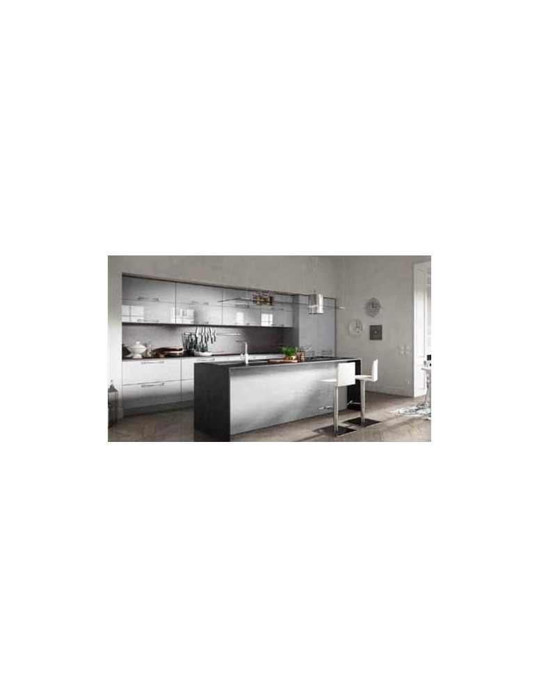 CUCINA ANGOLARE FINITURA CENERE E VETRO CRISTAL ACIDATO