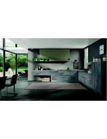 CUCINA ANGOLARE CON VETRI KERLITE GRIGIO