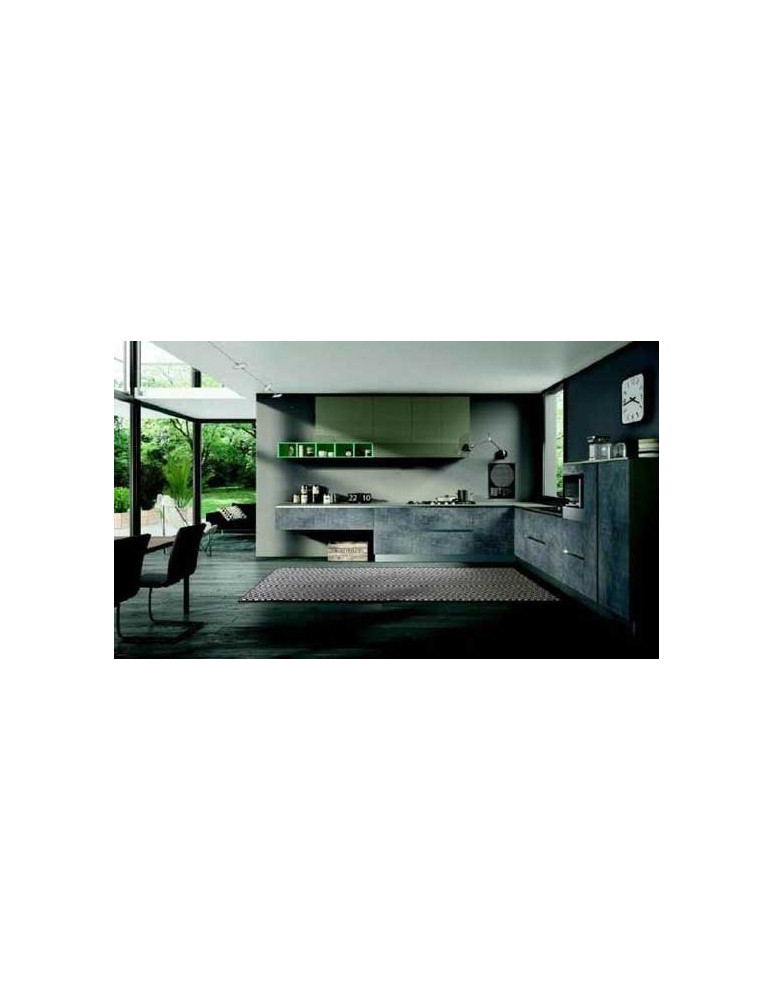 CUCINA ANGOLARE CON VETRI KERLITE GRIGIO