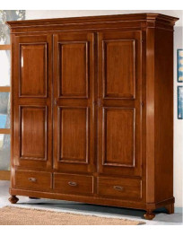 ARMADIO CLASSICO 3 ANTE  DRITTO CON TRE CASSETTI CON PIEDI A CIPOLLA VERNICIATO