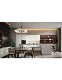 CUCINA CON PENISOLA LAVELLO ANGOLARE FINITURE:CAMELLA E BIONDO